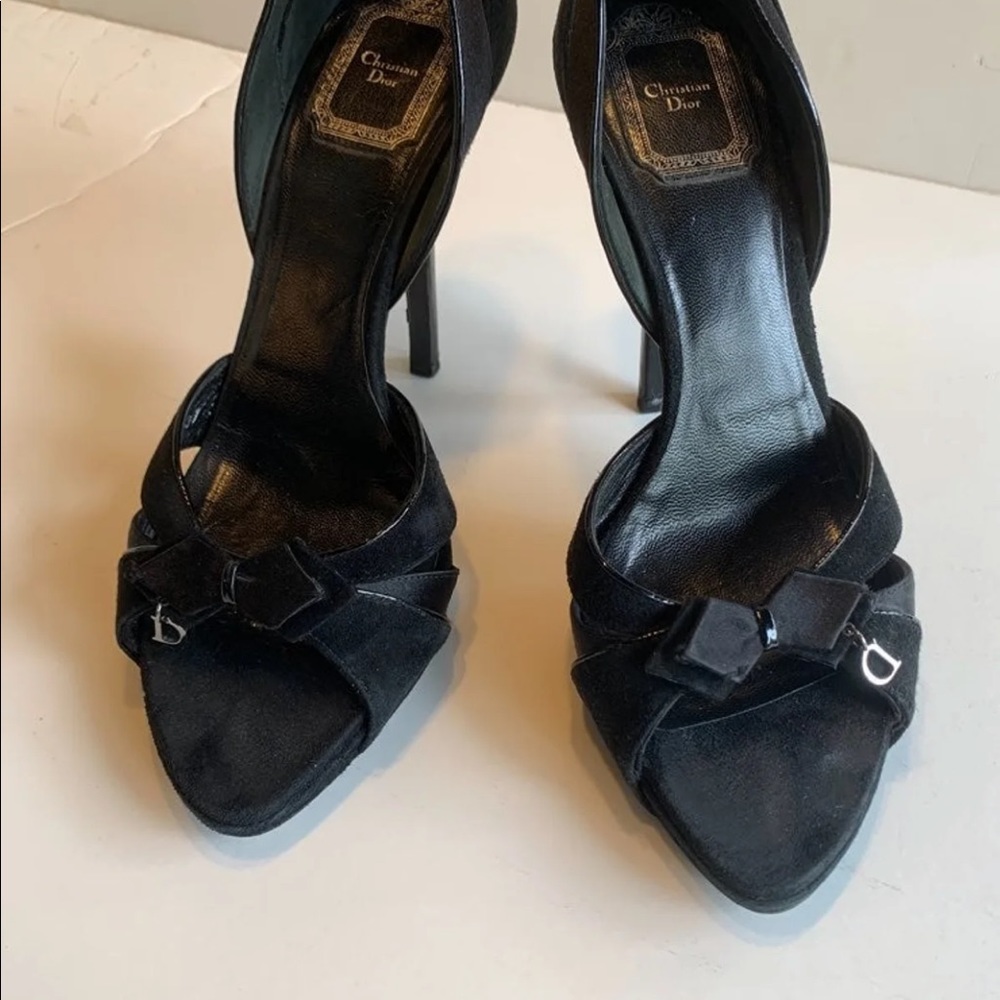 Christian Dior D’Orsay Suede Peep-Toe Heels